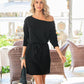 Cotton Comfort Slouchy Drawstring Sport Dress Black