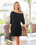 Cotton Comfort Slouchy Drawstring Sport Dress Black