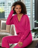 Cotton Comfort Collared V Neck Lounge Sweatshirt Blossom