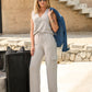 Sleeveless Top and Cargo Pant Set Heather Oatmeal