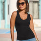 So Essential Ribbed V Neck Tank Black