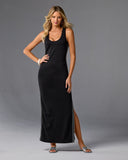 Side Stripe Maxi Sport Dress Black/White