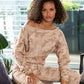 Cotton Comfort Camo Raw Edge Slouchy Sweatshirt Neutral