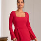 Beyond Travel Square Neck Tie Waist Top French Kiss