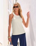 Beyond Travel Halter Tunic Top Ivory Coast