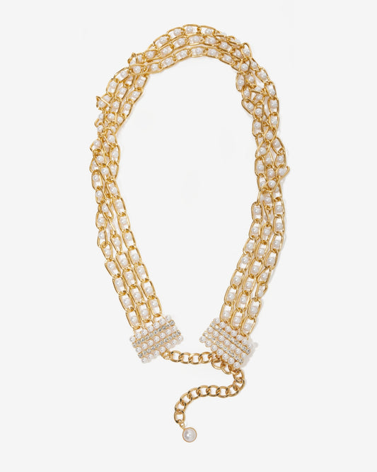 Pearl and Gold Chain Belt Gold