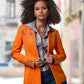 Embellished Modern Single Button Blazer Dark Orange