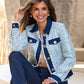 Shimmer Tweed Denim Trim Jacket Light Blue Multi