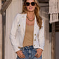 Modern Length Crest Button Luxe Denim Jacket White