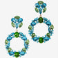 Multi Gem Drop Earring Blue Green