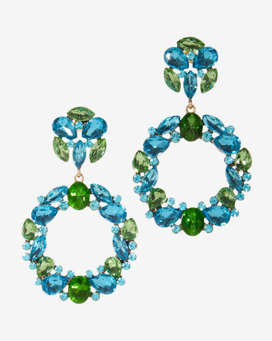 Multi Gem Drop Earring Blue Green