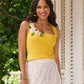 Floral Square Neck Tank Top Habanero Gold
