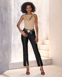 Newport High Rise Slit Front Coated Slim Straight Jean Black