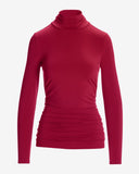 So Chic Ruched Turtleneck Top Rumba Red