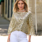 Sequin Slouchy Sweater Top Champagne