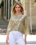Sequin Slouchy Sweater Top Champagne