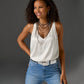 Nikki V-Neck Charmeuse Blouse Off White