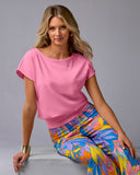 Beyond Travel Short Sleeve Blouson Top Sachet Pink