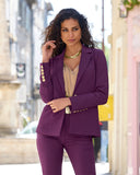 Modern Single Button Blazer Dark Purple