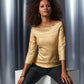 Foil Bandage Three Quarter Sleeve Sweater Gold