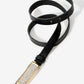 Skinny Gold and Crystal Leather Belt Black