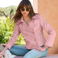 Faux Suede Whipstitch Detail Double Breasted Jacket Blush