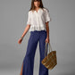 Casual side slit Linen pant Navy
