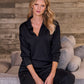 Luxe Lounge Collared Long Sleeve Sweatshirt Black