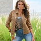 Crystal Trim Effortless Light Weight Jacket Caramel