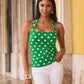 So Sexy Polka Dot Print Halter Knit Top Monaco Dots