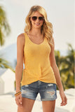 Knot front v neck sweater tank top Orange
