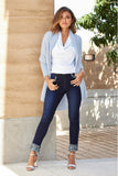Mixed Pearl Ankle Jean Dark Wash