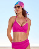 Swim Sense Underwire Wrap Bikini Top 2AJ56 Fuchsia Red