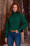 Puff Sleeve Turtleneck Sweater Emerald