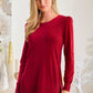 Puff-Sleeve Side Slit Sweater Jester Red