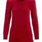 Puff-Sleeve Side Slit Sweater Jester Red