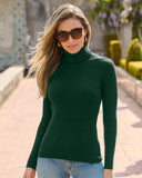 Ribbed Turtleneck Sweater Deep Emerald