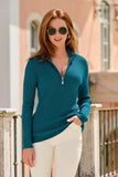 Ribbed Half Zip Up Sweater Seaport Blue