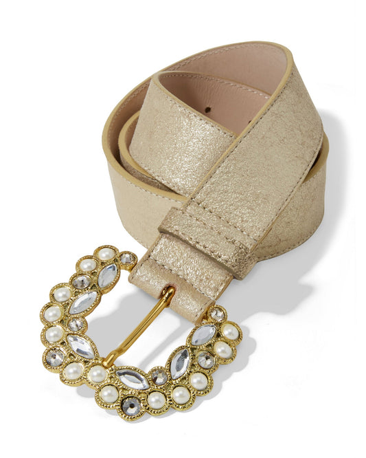 Pearl And Embellished Belt Gold