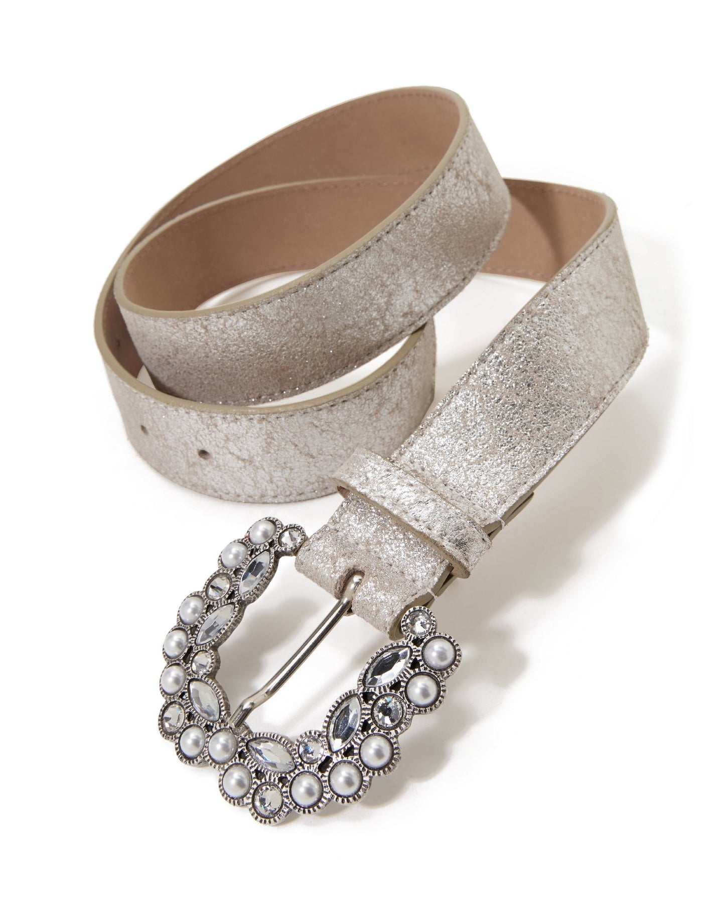 Pearl And Embellished Belt Silver