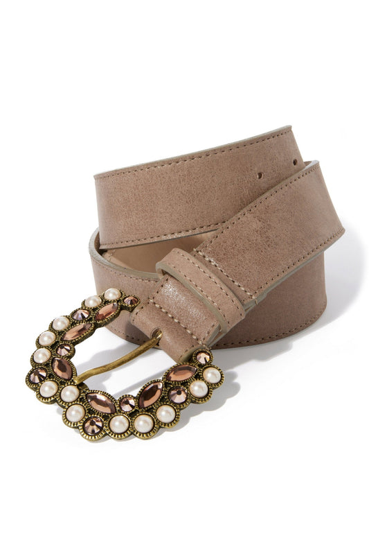 Pearl And Embellished Belt Rose Gold