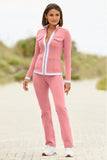 Chic Zippered Sport Coordinate Set Pink Icing
