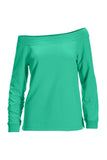 Wide Neck Pullover Sweatshirt Pool Blue