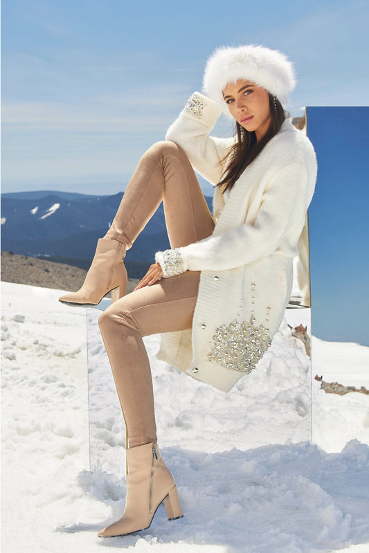 Faux Suede Pull On Legging Tan