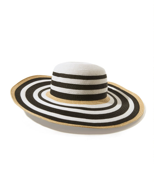 Stripe Floppy Hat Black White