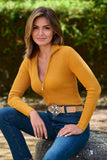 Ribbed Full Zip Cardigan Golden Glow