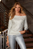 Foil Animal Slouchy Sweater Off White Silver