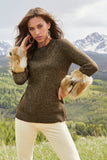 Lurex Fur Cuff Sweater Brown Multi