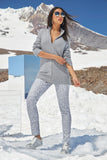 Metallic Snow Leopard Ankle Jean Silver/White