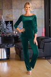 Embellished Velour Slouchy Set Green